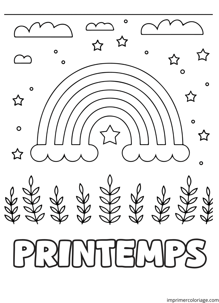 Coloriage arc en ciel printemps - dessin gratuit &agrave; imprimer