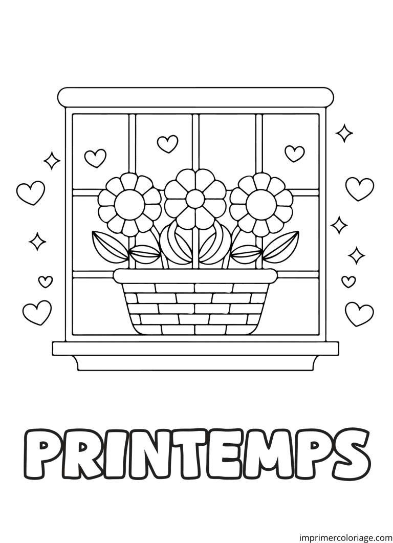 Coloriage balcon fleuri printemps - dessin gratuit &agrave; imprimer