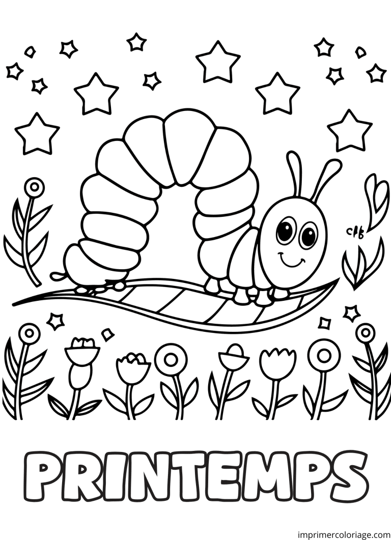Coloriage chenille du printemps - dessin gratuit &agrave; imprimer