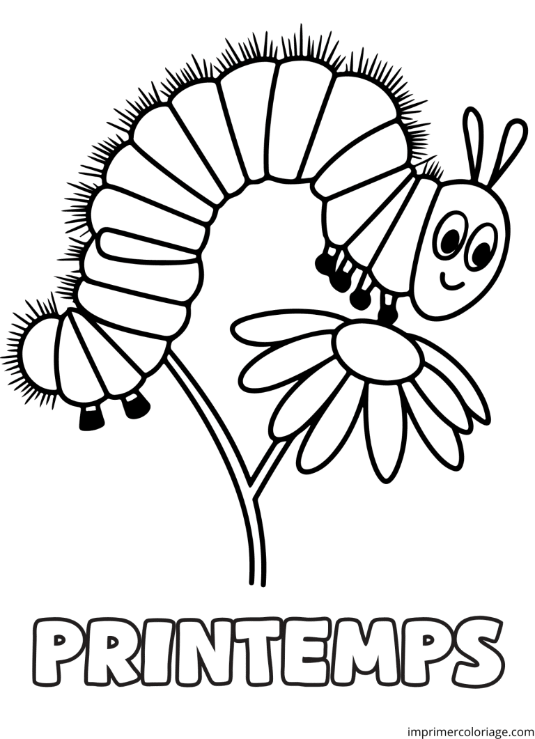 Coloriage chenille fleurs - dessin gratuit &agrave; imprimer