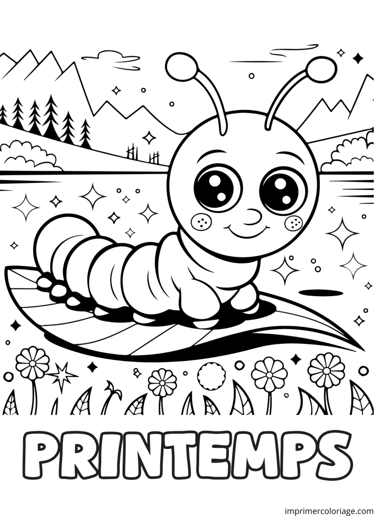 Coloriage chenille printemps - dessin gratuit &agrave; imprimer