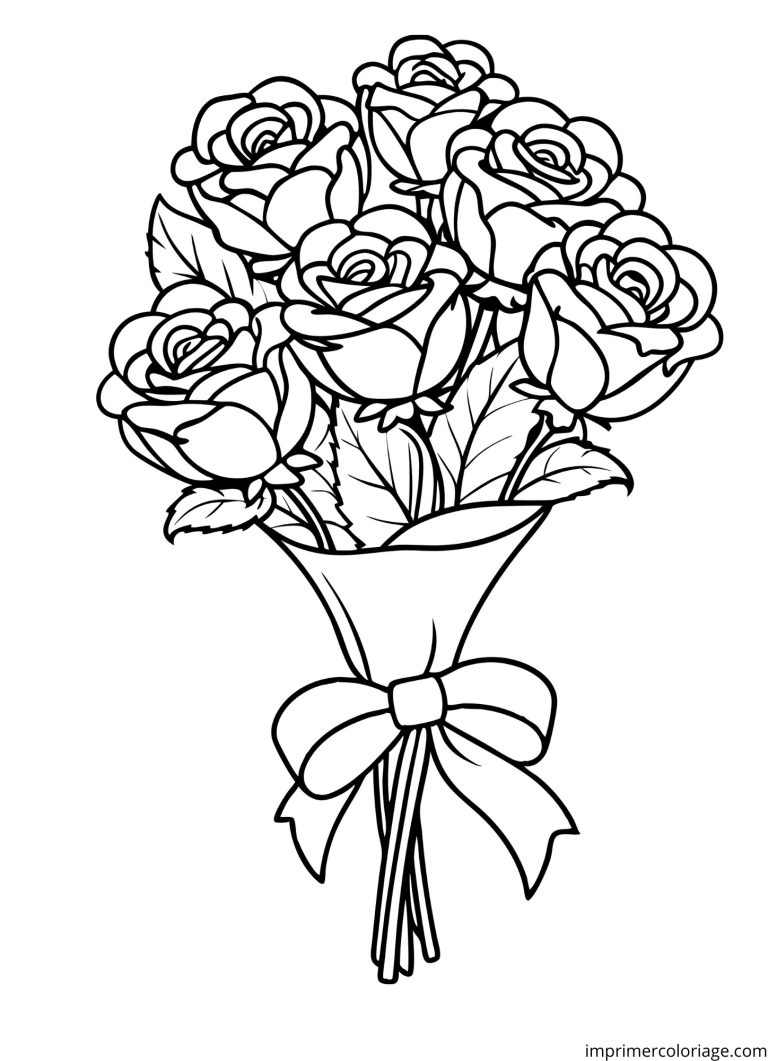 Coloriage de rose pour la saint valentin à imprimer Coloriage de rose pour la saint valentin - dessin gratuit à imprimer