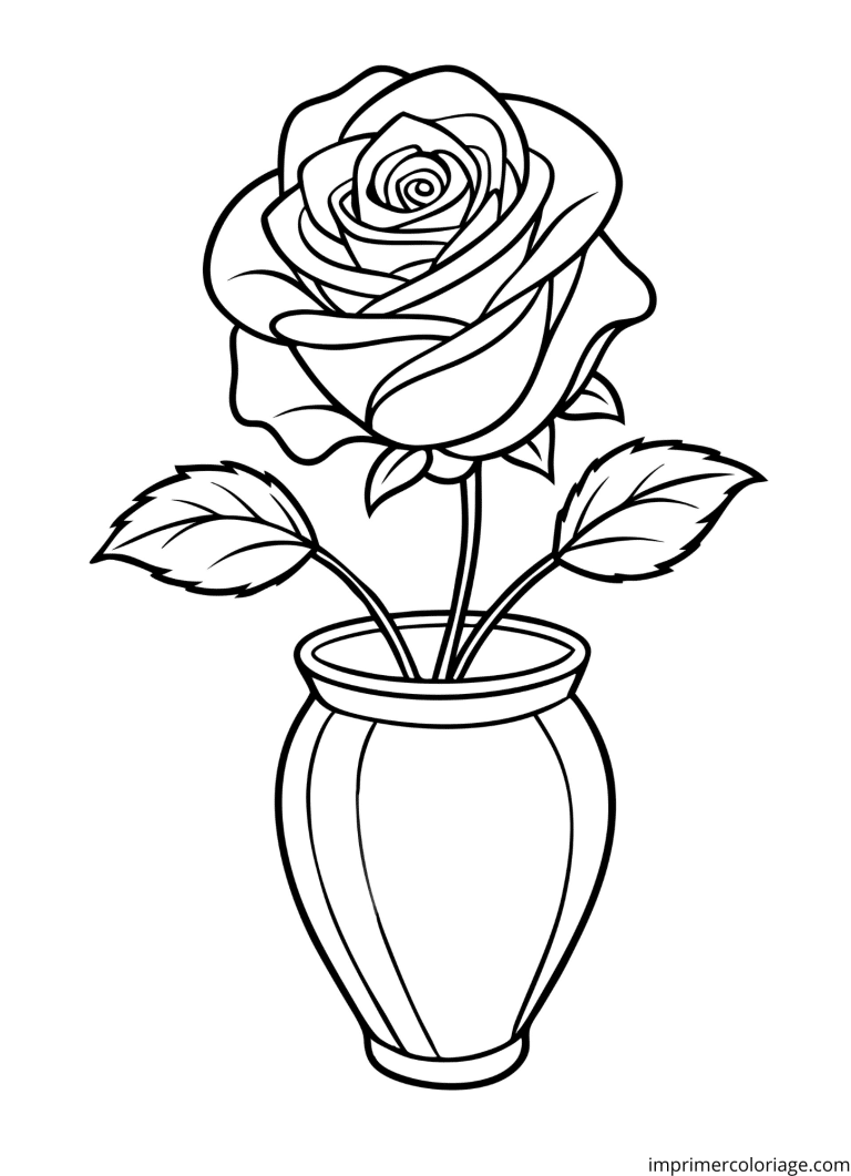 Coloriage de rose verre à imprimer Coloriage de rose verre - dessin gratuit à imprimer
