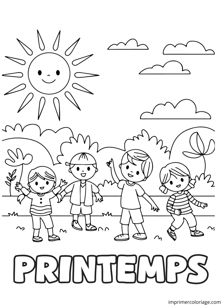 Coloriage enfant soleil r&eacute;creation - dessin gratuit &agrave; imprimer