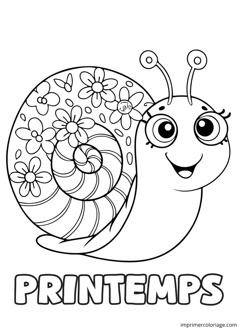 Coloriage escargot printemps - dessin gratuit &agrave; imprimer