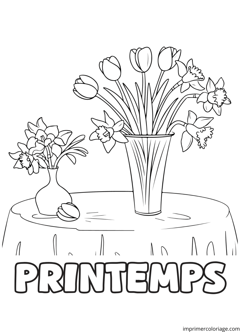 Coloriage fleur printemps - dessin gratuit &agrave; imprimer