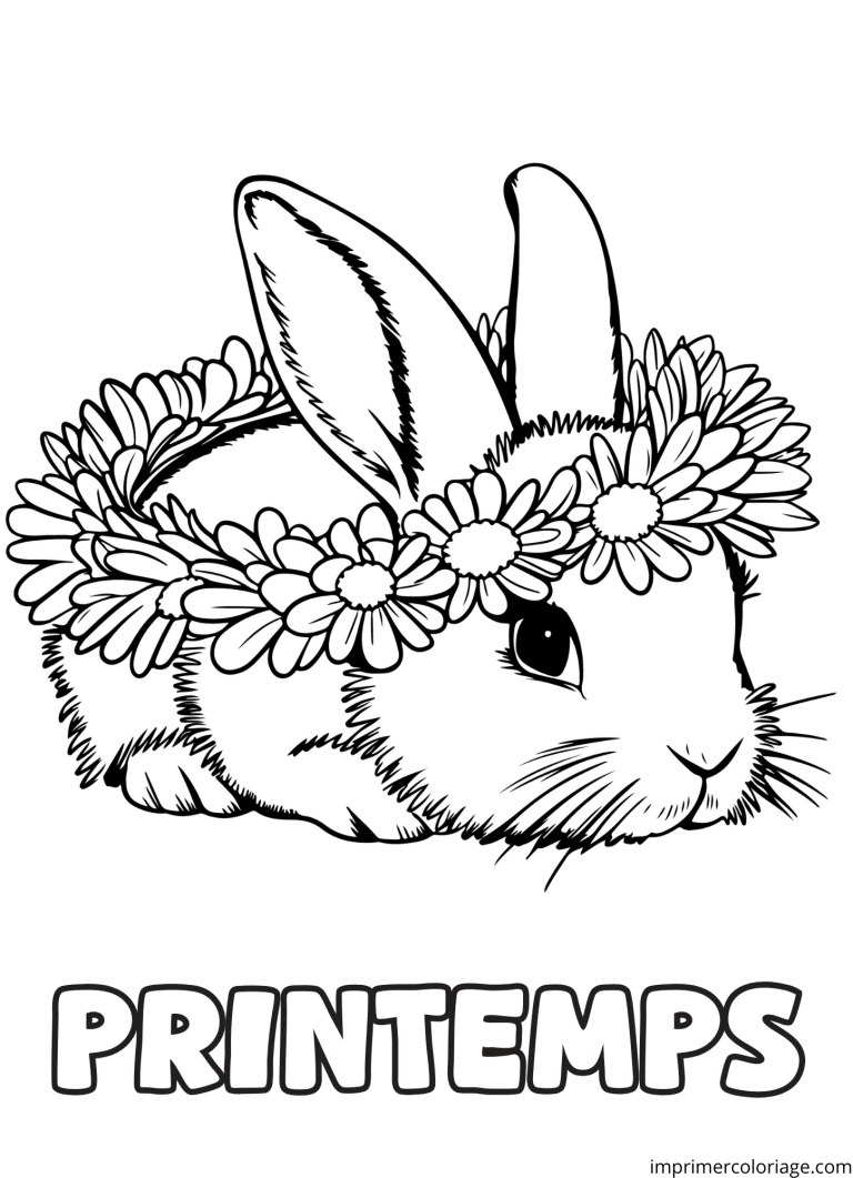 Coloriage jardin lapins avec fleurs - dessin gratuit &agrave; imprimer