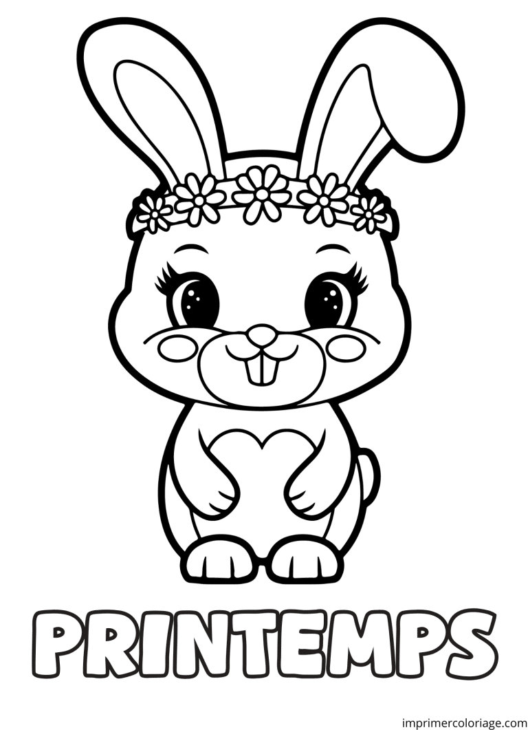 Coloriage lapin du printemps - dessin gratuit &agrave; imprimer