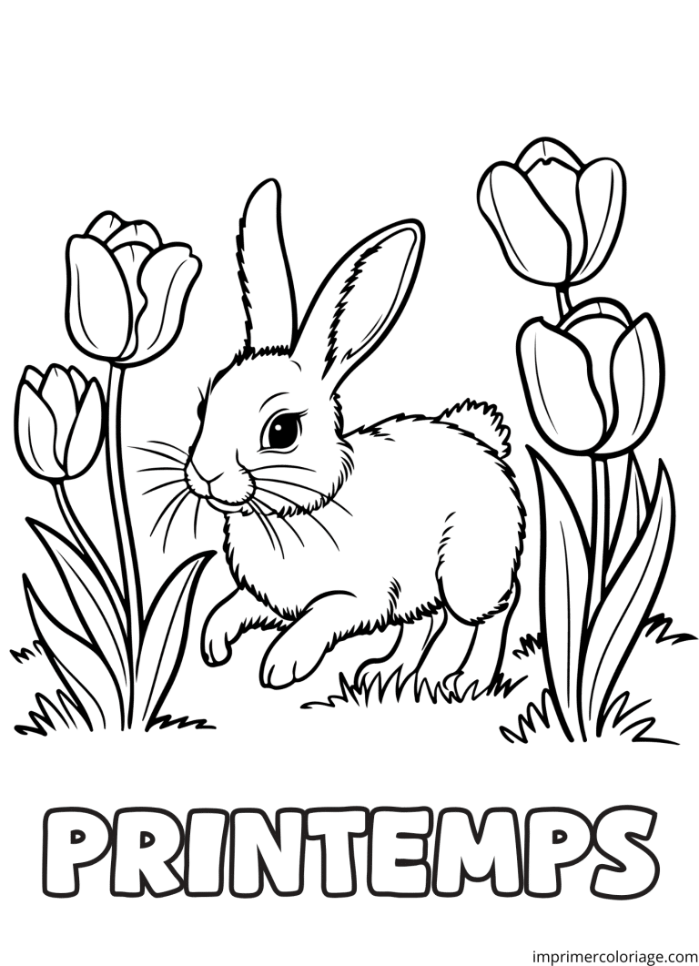 Coloriage lapin tulipe - dessin gratuit &agrave; imprimer