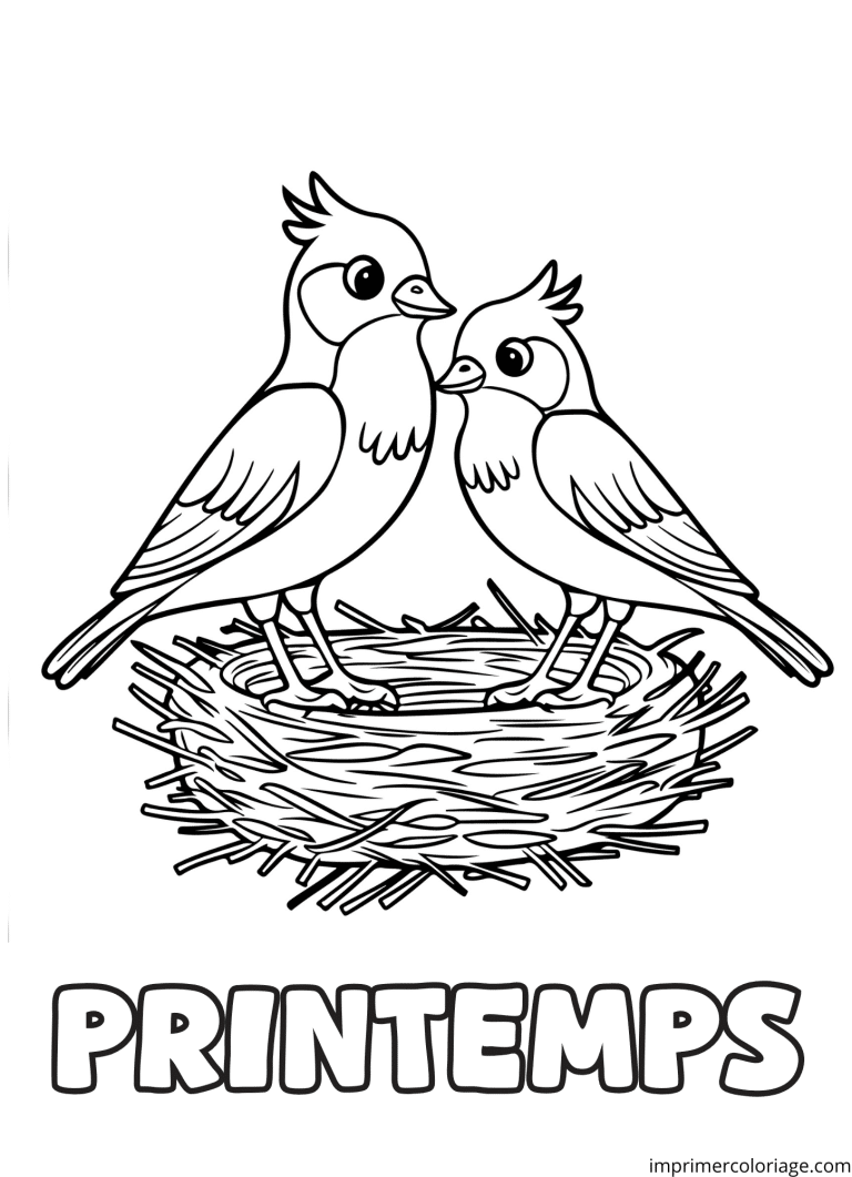 Coloriage nid oiseaux - dessin gratuit &agrave; imprimer