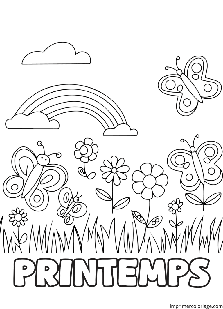 Coloriage papillon printemps (2) - dessin gratuit &agrave; imprimer