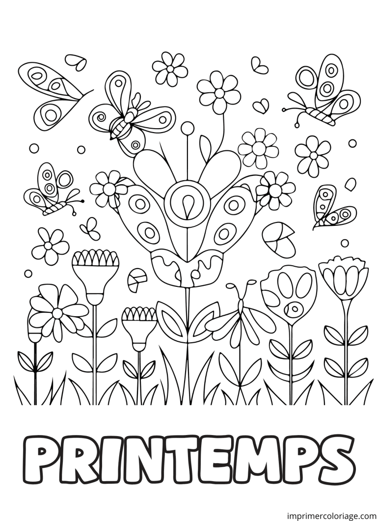 Coloriage papillon printemps (3) - dessin gratuit &agrave; imprimer