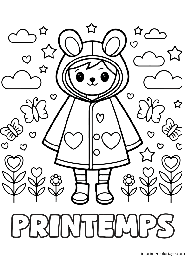 Coloriage pluie printemps - dessin gratuit &agrave; imprimer