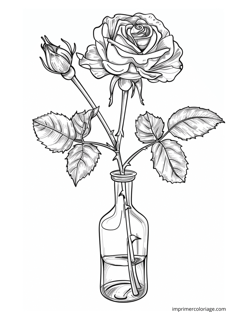 Coloriage rose dans un vase à imprimer Coloriage rose dans un vase - dessin gratuit à imprimer