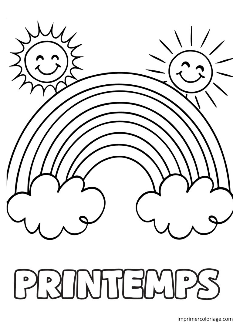 Coloriage soleil nuage printemps - dessin gratuit &agrave; imprimer