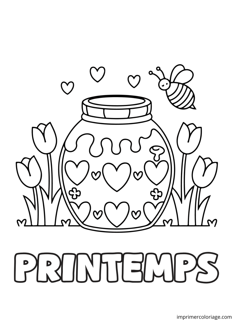 printemps abeille miel - dessin gratuit &agrave; imprimer