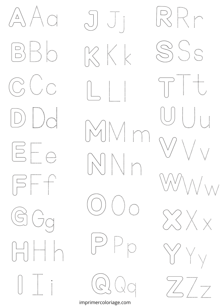 Coloriage alphabet A &agrave; Z script - dessin gratuit &agrave; imprimer