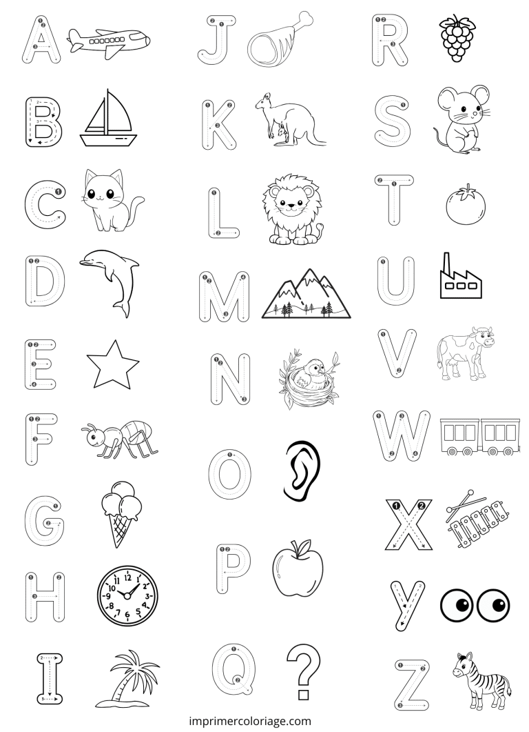 Coloriage apprendre alphabet - dessin gratuit &agrave; imprimer