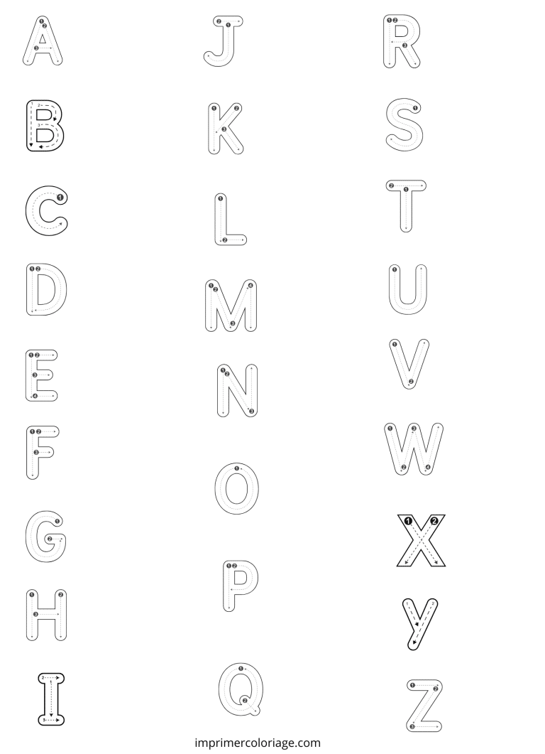 Coloriage apprendre les lettres alphabet - dessin gratuit &agrave; imprimer