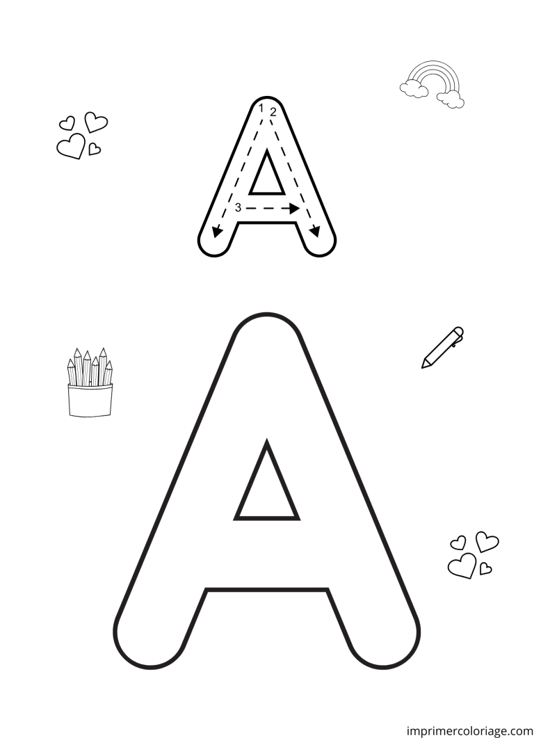 Coloriage de la lettre A apprendre à imprimer Coloriage de la lettre A apprendre - dessin gratuit à imprimer
