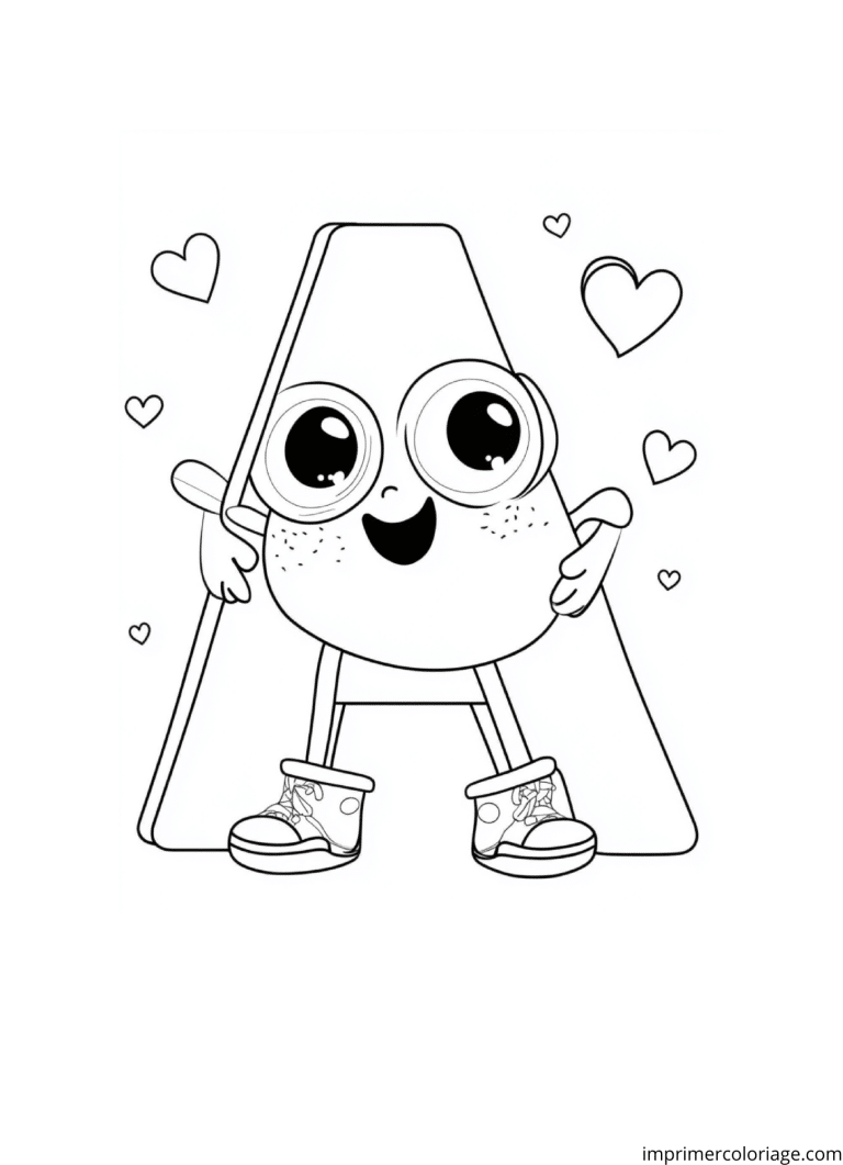 Coloriage de la lettre A drole à imprimer Coloriage de la lettre A drole - dessin gratuit à imprimer