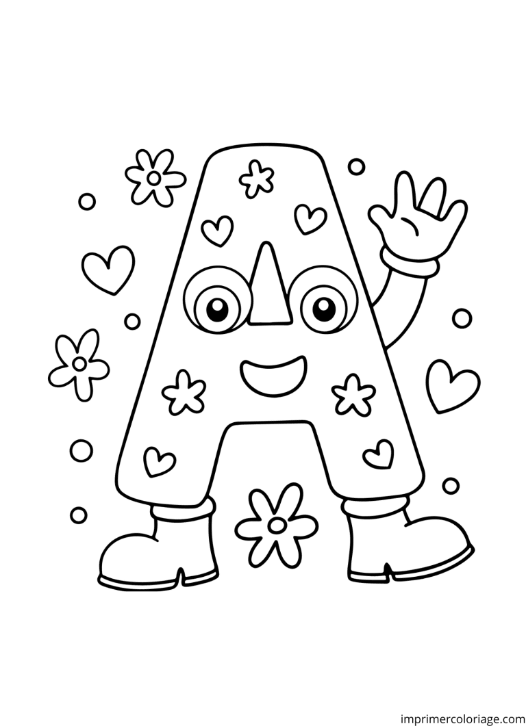 Coloriage de la lettre A personnage 2 à imprimer Coloriage de la lettre A personnage 2 - dessin gratuit à imprimer