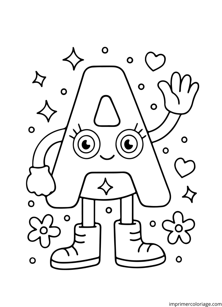 Coloriage de la lettre A personnage à imprimer Coloriage de la lettre A personnage - dessin gratuit à imprimer