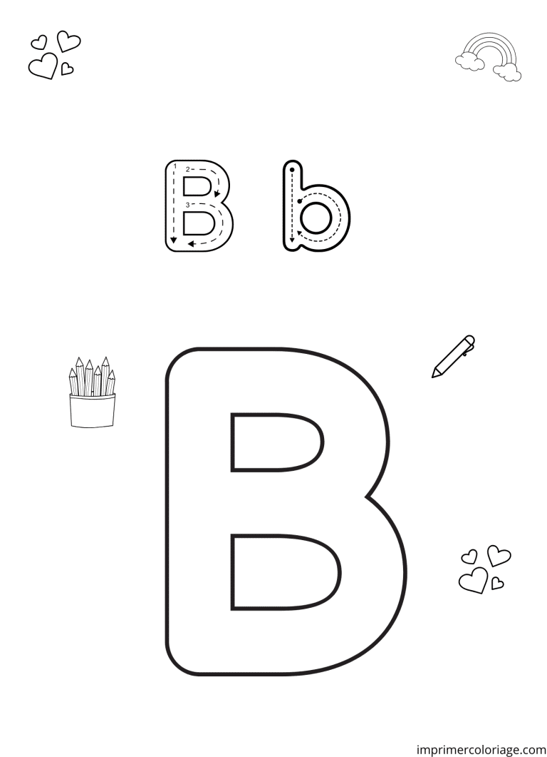 Coloriage de la lettre B apprendre - dessin gratuit &agrave; imprimer