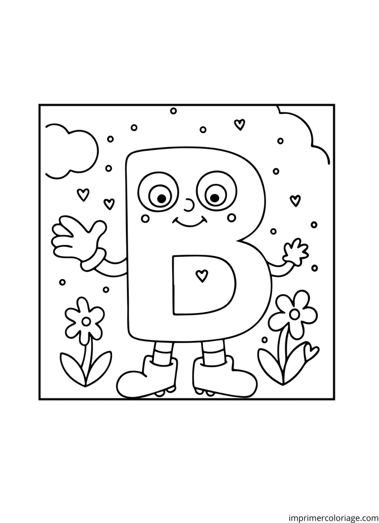 Coloriage de la lettre B drole - dessin gratuit &agrave; imprimer