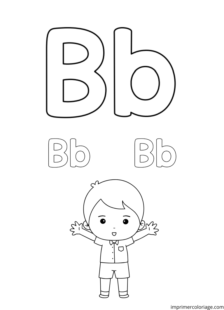 Coloriage de la lettre B en majuscule et minuscule - dessin gratuit &agrave; imprimer
