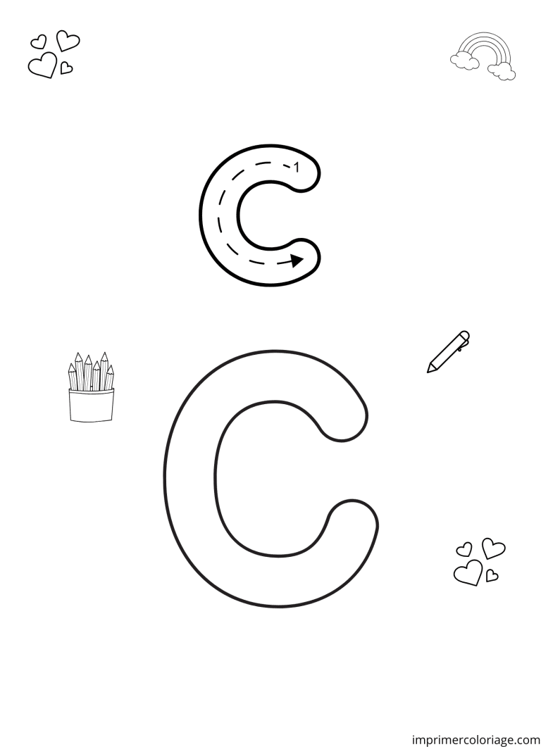 Coloriage de la lettre C apprendre à imprimer Coloriage de la lettre C apprendre - dessin gratuit à imprimer