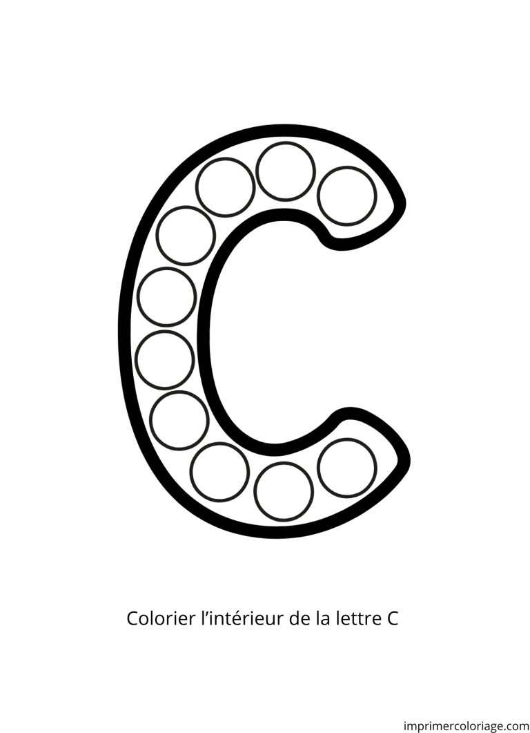 Coloriage de la lettre C avec des points à imprimer Coloriage de la lettre C avec des points - dessin gratuit à imprimer