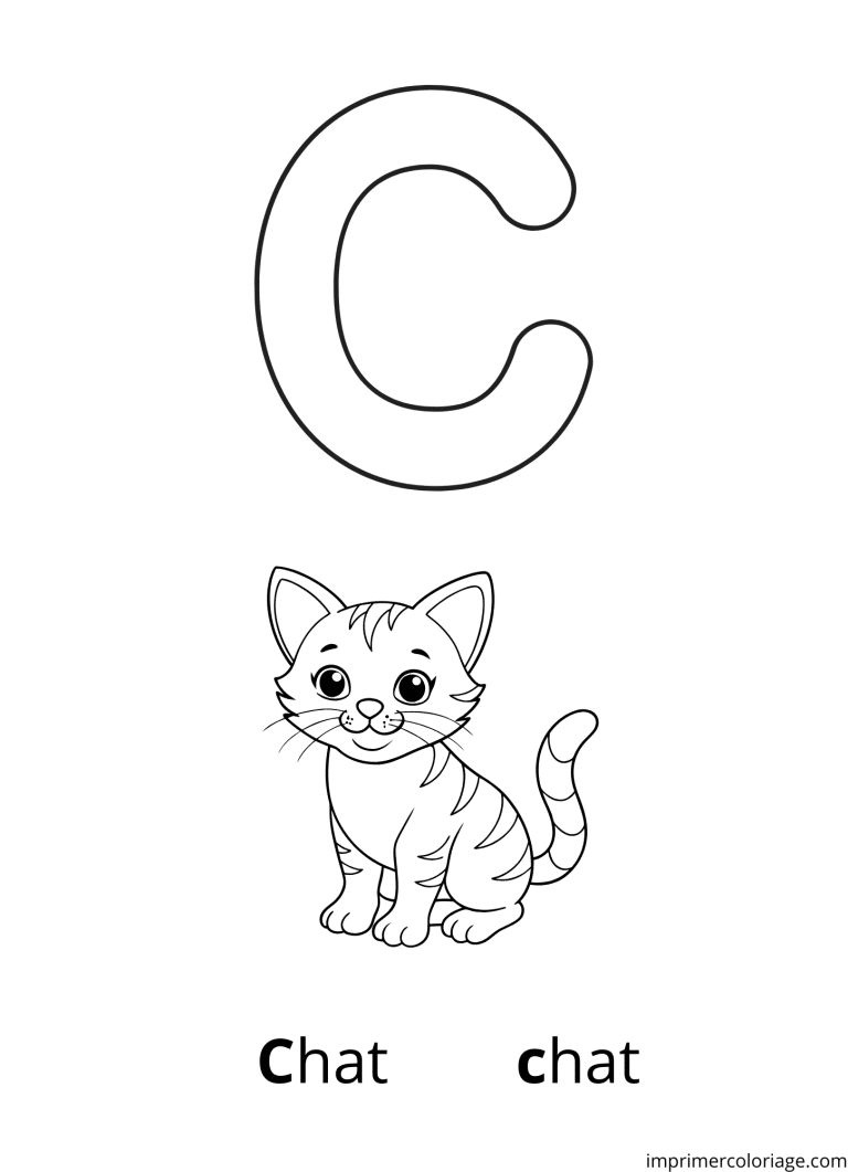 Coloriage de la lettre C en majuscule à imprimer Coloriage de la lettre C en majuscule - dessin gratuit à imprimer