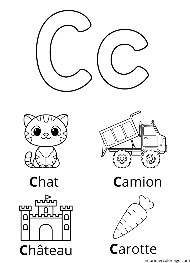 Coloriage de la lettre C en majuscule et minuscule à imprimer Coloriage de la lettre C en majuscule et minuscule - dessin gratuit à imprimer