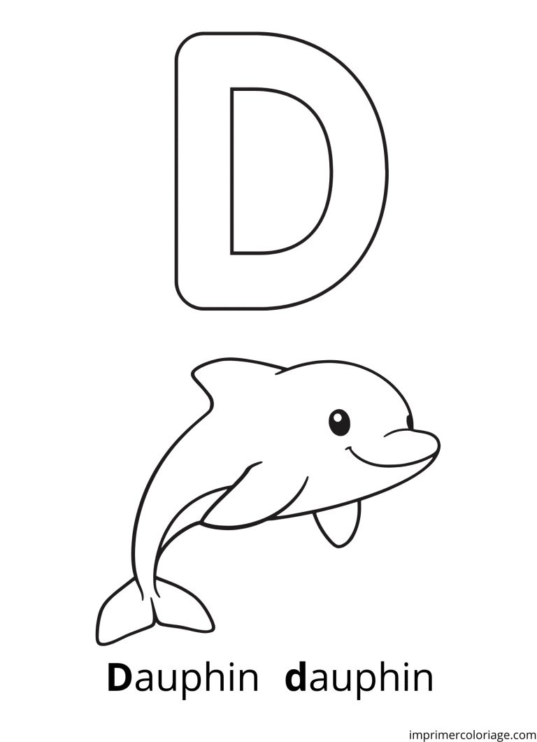 Coloriage de la lettre D en majuscule - dessin gratuit &agrave; imprimer