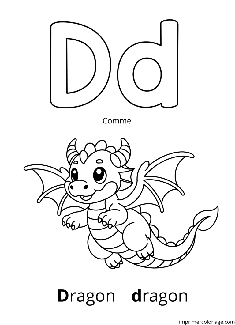 Coloriage de la lettre D personnage 2 - dessin gratuit &agrave; imprimer