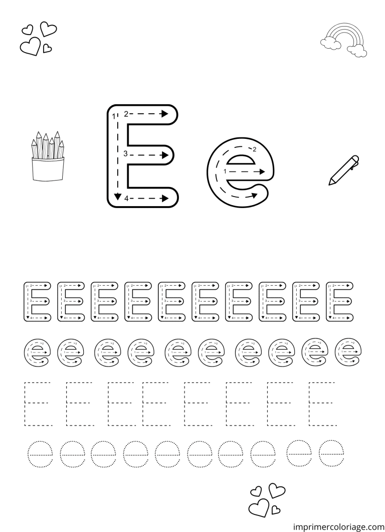 Coloriage de la lettre E apprendre à imprimer Coloriage de la lettre E apprendre - dessin gratuit à imprimer