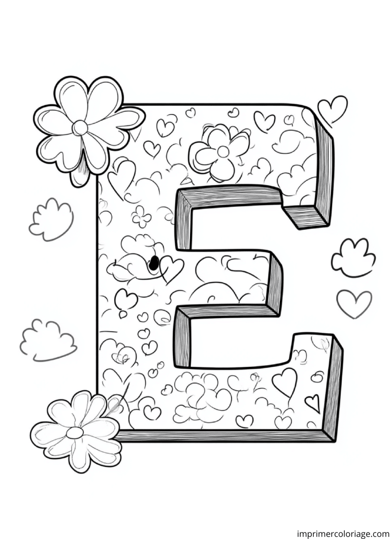 Coloriage de la lettre E drole à imprimer Coloriage de la lettre E drole - dessin gratuit à imprimer