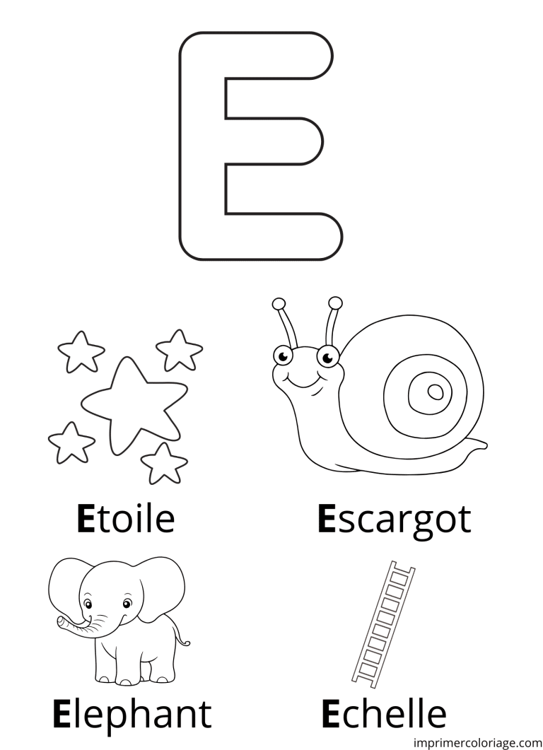 Coloriage de la lettre E en majuscule et minuscule à imprimer Coloriage de la lettre E en majuscule et minuscule - dessin gratuit à imprimer