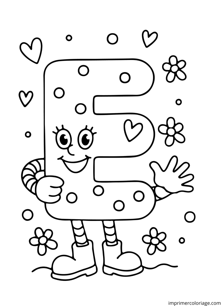 Coloriage de la lettre E humour à imprimer Coloriage de la lettre E humour - dessin gratuit à imprimer