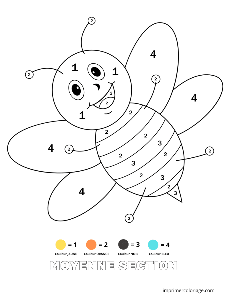 Coloriage magique MS Abeille - dessin gratuit &agrave; imprimer