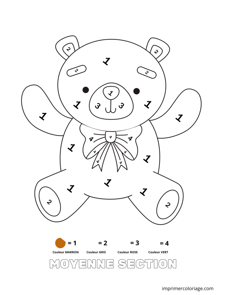 Coloriage magique MS ours en peluche - dessin gratuit &agrave; imprimer