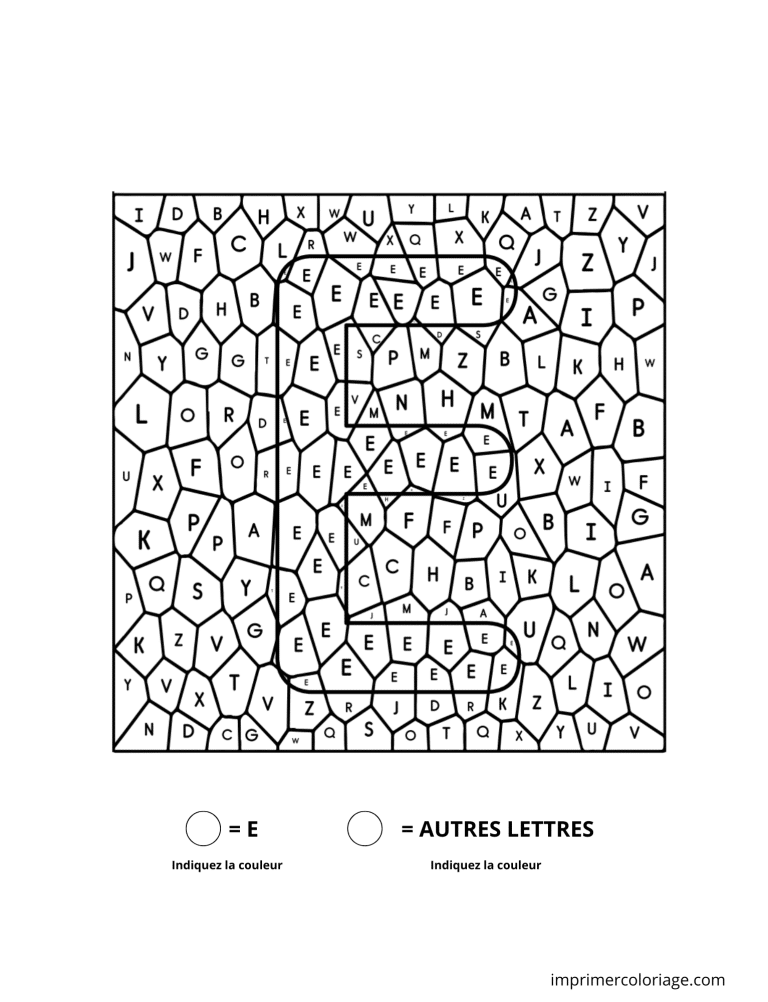 Coloriage magique lettre E capital - dessin gratuit &agrave; imprimer