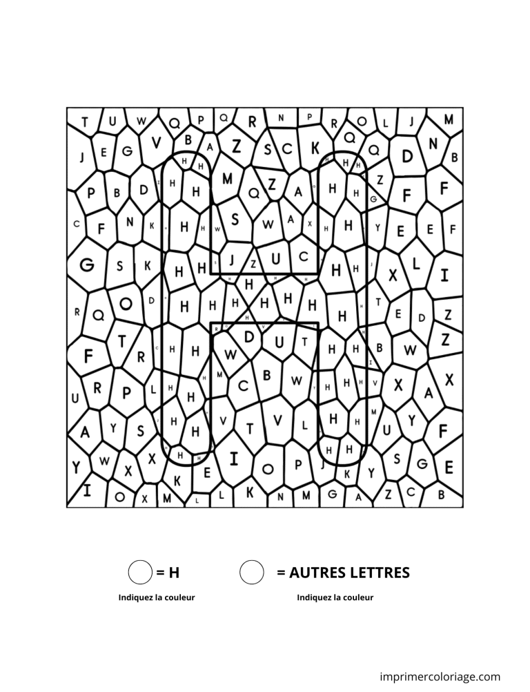 Coloriage magique lettre H à imprimer Coloriage magique lettre H - dessin gratuit à imprimer