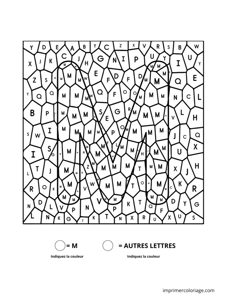 Coloriage magique lettre M - dessin gratuit &agrave; imprimer