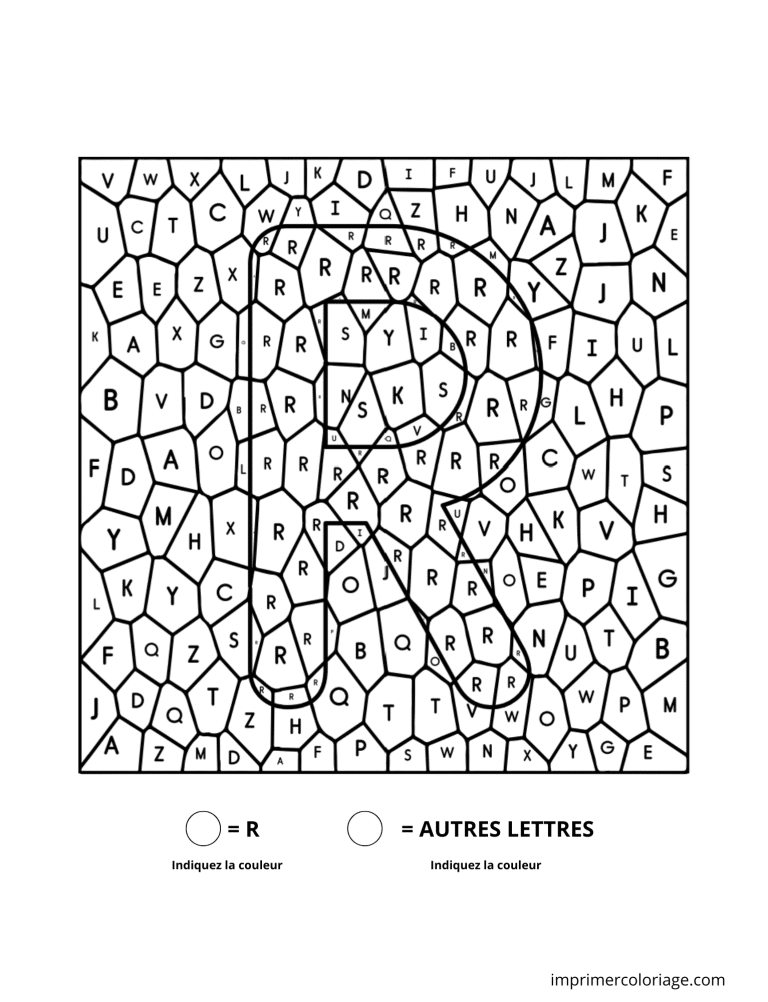 Coloriage magique lettre R en capitale à imprimer Coloriage magique lettre R en capitale - dessin gratuit à imprimer