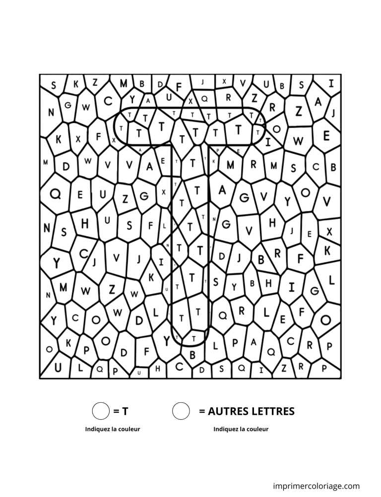 Coloriage magique lettre T en capitale à imprimer Coloriage magique lettre T en capitale - dessin gratuit à imprimer