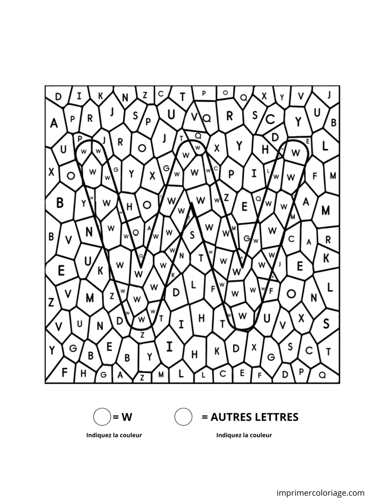 Coloriage magique lettre W à imprimer Coloriage magique lettre W - dessin gratuit à imprimer