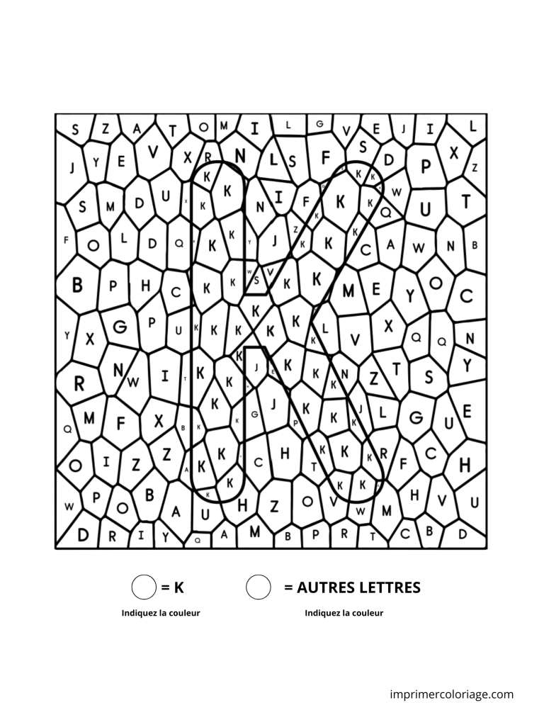 Coloriage magique lettre k à imprimer Coloriage magique lettre k - dessin gratuit à imprimer