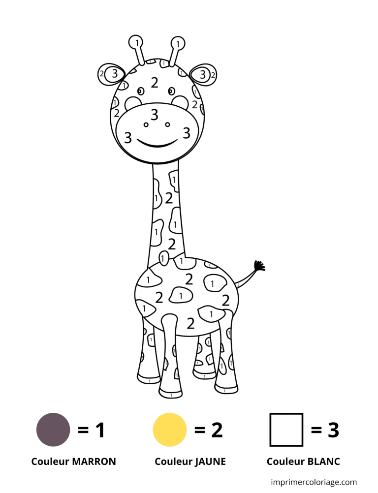 Coloriage magique maternelle ps girafe - dessin gratuit &agrave; imprimer